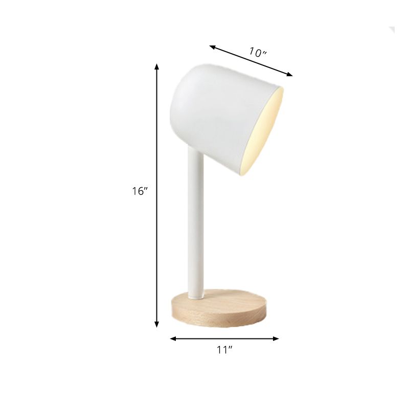 White/Blue/Green Domed Reading Book Light Minimalism Style 1 Light Metallic Desk Lamp with Wooden Base