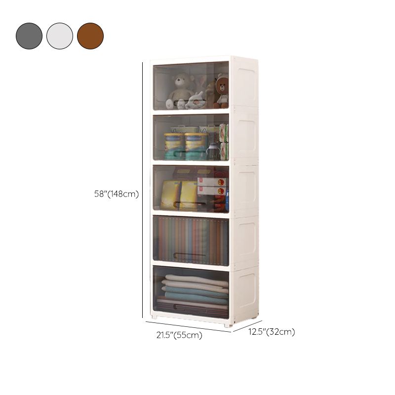 Modern Wardrobe Closet Plastic Kid's Wardrobe with Flap Drawers