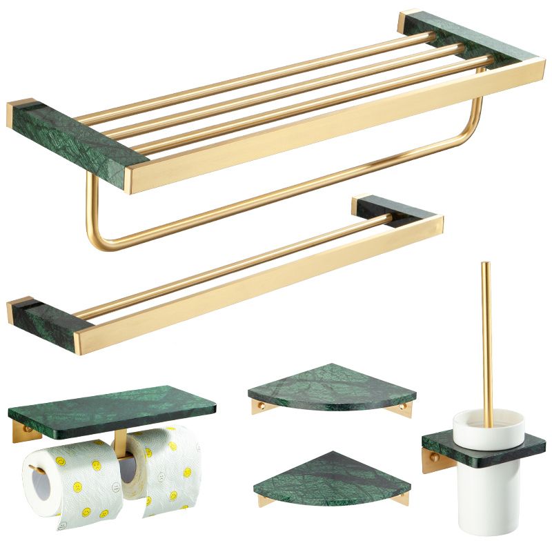 Golden Bath Hardware Set Brass& Marble Bathroom Accessory Kit