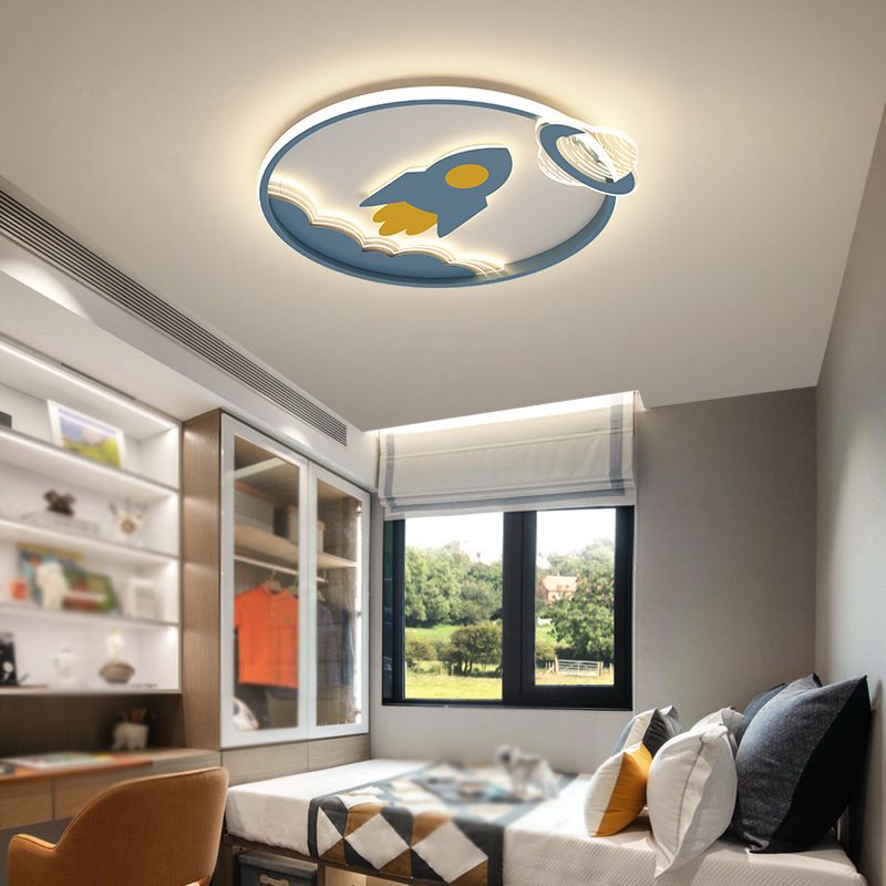 Rocket Shape Flush Light Modern Style Metal 3 Lights Flush Mount for Bedroom