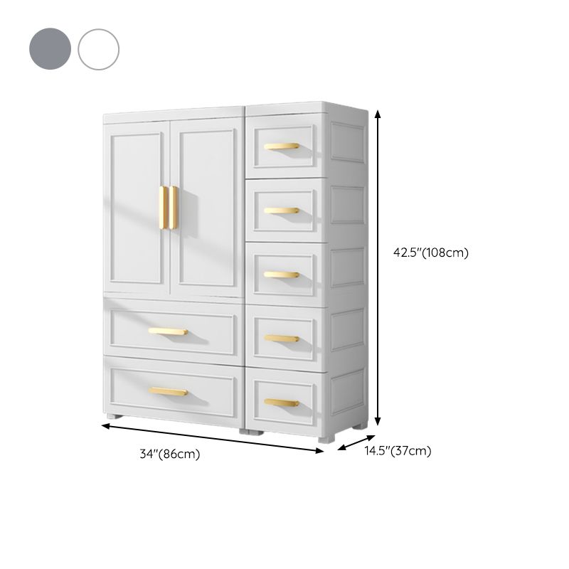 Modern Matte Bedroom Armoire Glossy Plastic Coat Locker with Doors