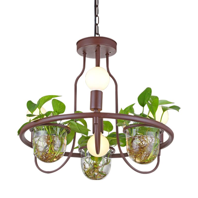 1/2-Tier Metal Chandelier Light Industrial 4/7/10 Bulbs Living Room LED Hanging Lamp in Coffee