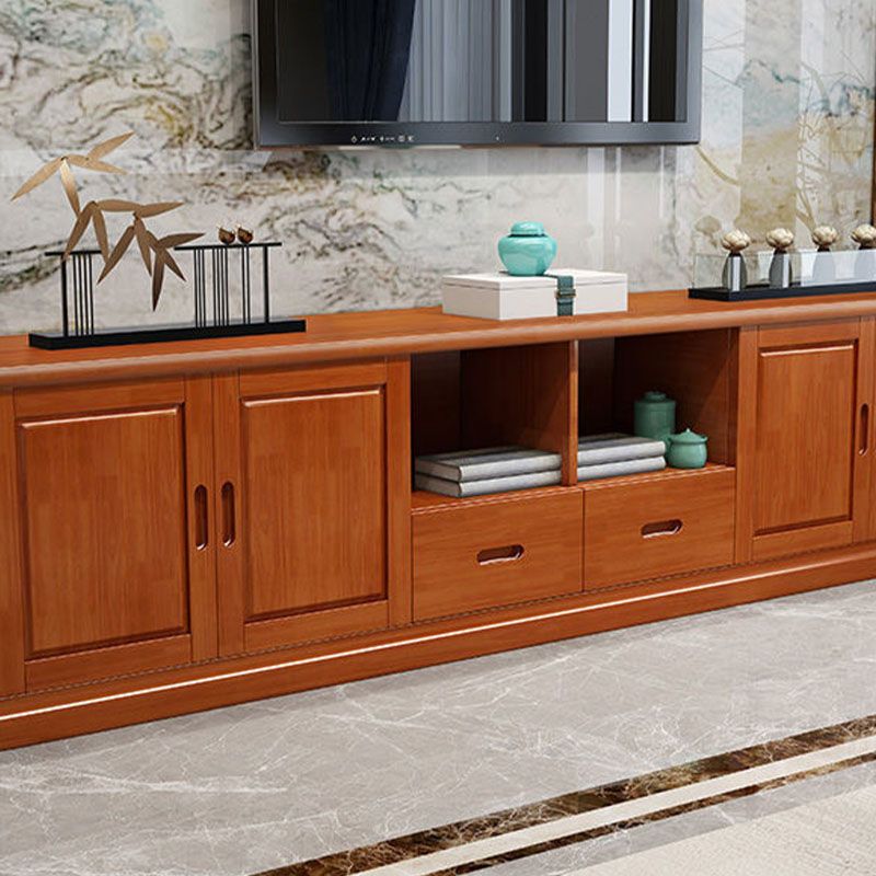 Solid Wood TV Stand Console Open Storage TV Console with Drawers