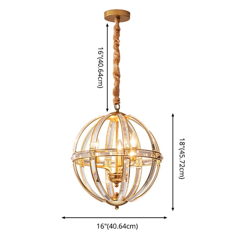 Globe Lantern Pendant Lighting Modern Crystal Dining Room Chandelier Light