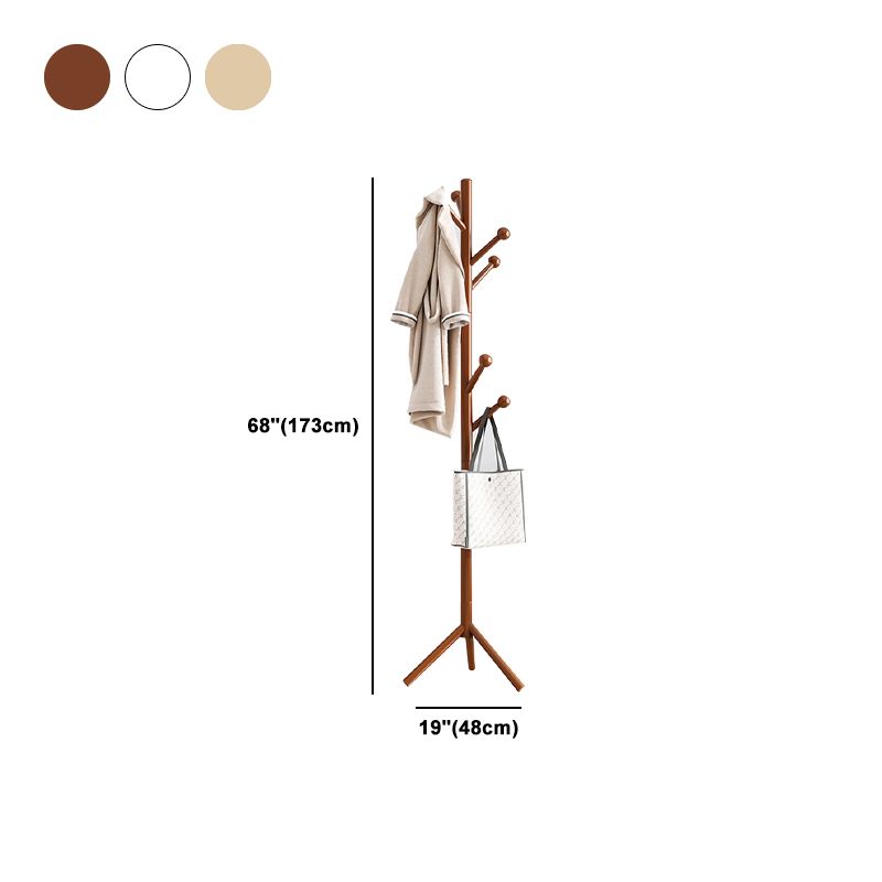 Modern Hall Tree Wood Entryway Kit with Hooks Free Standing Coat Hanger