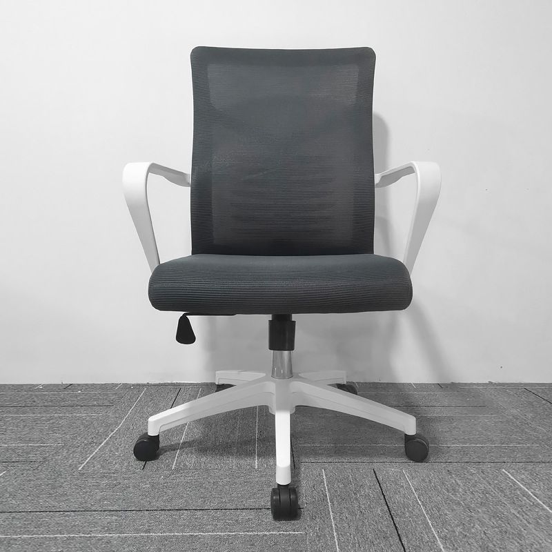 Modern Slide Office Chair Mid Back Fixed Arms Adjustable Seat Desk Chair with Wheels