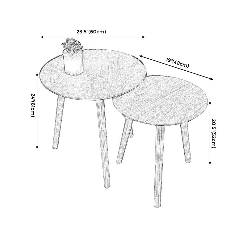 Modern 3 Legs Cocktail Table Round Wood Coffee Table - Brown