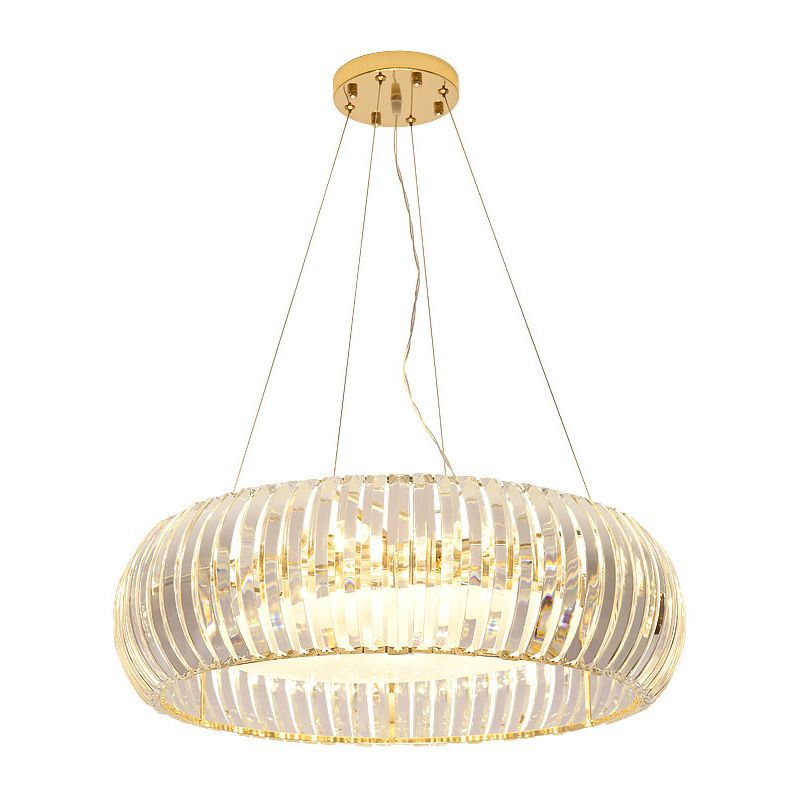 Donut Chandelier Lighting Modernist Crystal 6/8 Bulbs Gold Suspension Pendant Light in Warm/White Light, 21.5"/25.5" Wide