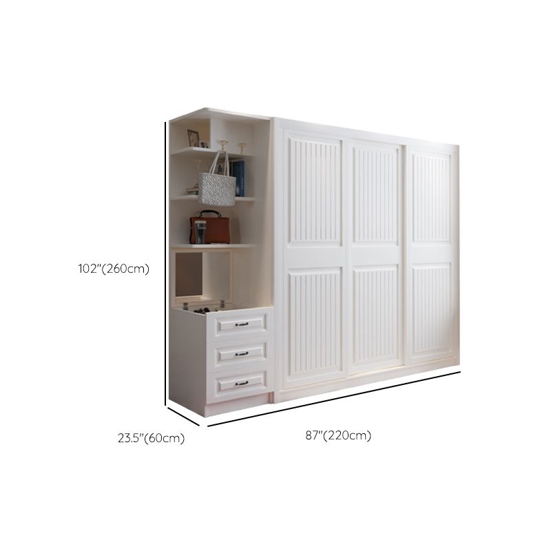 Contemporary Wardrobe Armoire with Garment Rod Wood Wardrobe Closet