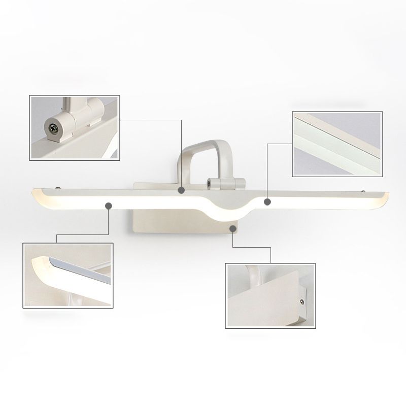 Metal Linear Vanity Wall Lights Contemporary 1 Light Vanity Lighting Fixtures in White