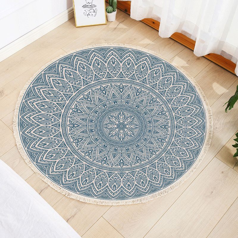 Multicolor Moderna alfombra Algodón Impresión Floral Rug Fácil Carpeta para sala de estar