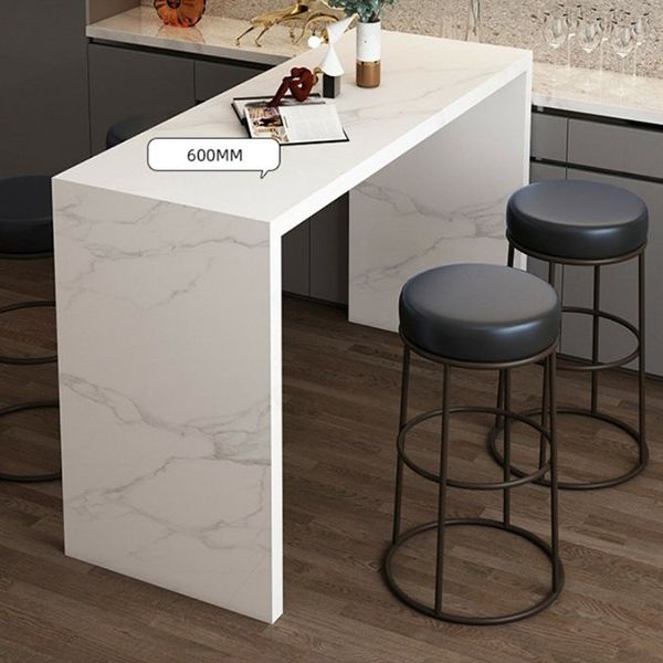 Contemporary Wooden Counter Table with Double Pedestal in White