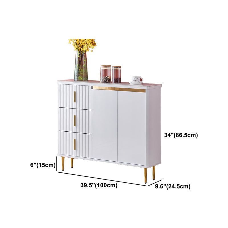 Glam Style Stone 34"H Sideboard Dining Room 3-Drawer Buffet Server in White