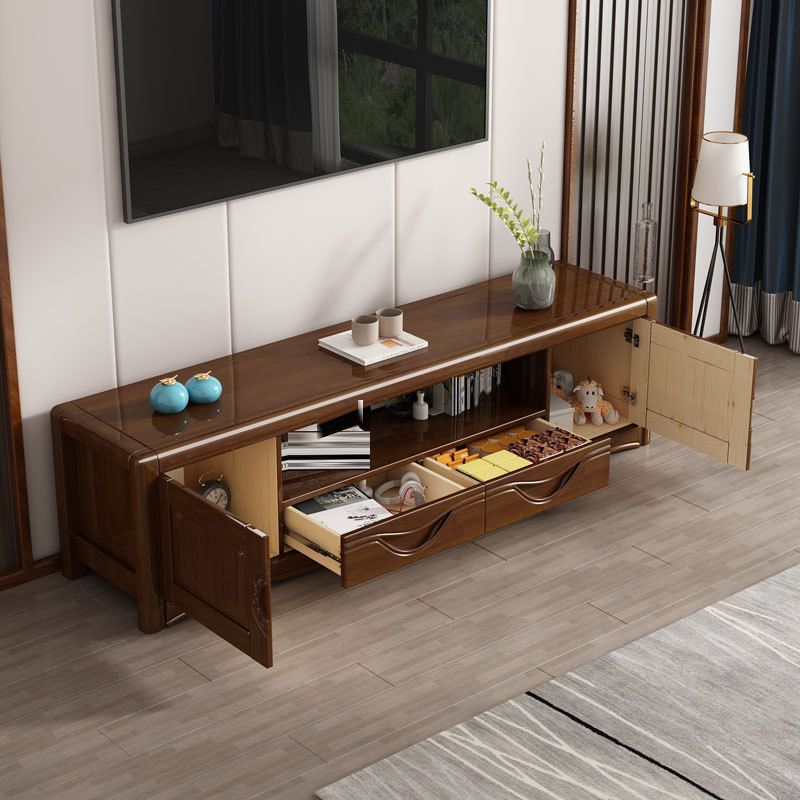 Traditional Media Console Solid Wood TV Stand Console with Drawers