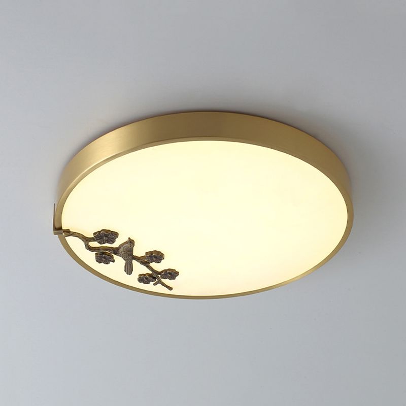 1-Light Drum Flush Mount Modern Metal Flush Light for Bedroom