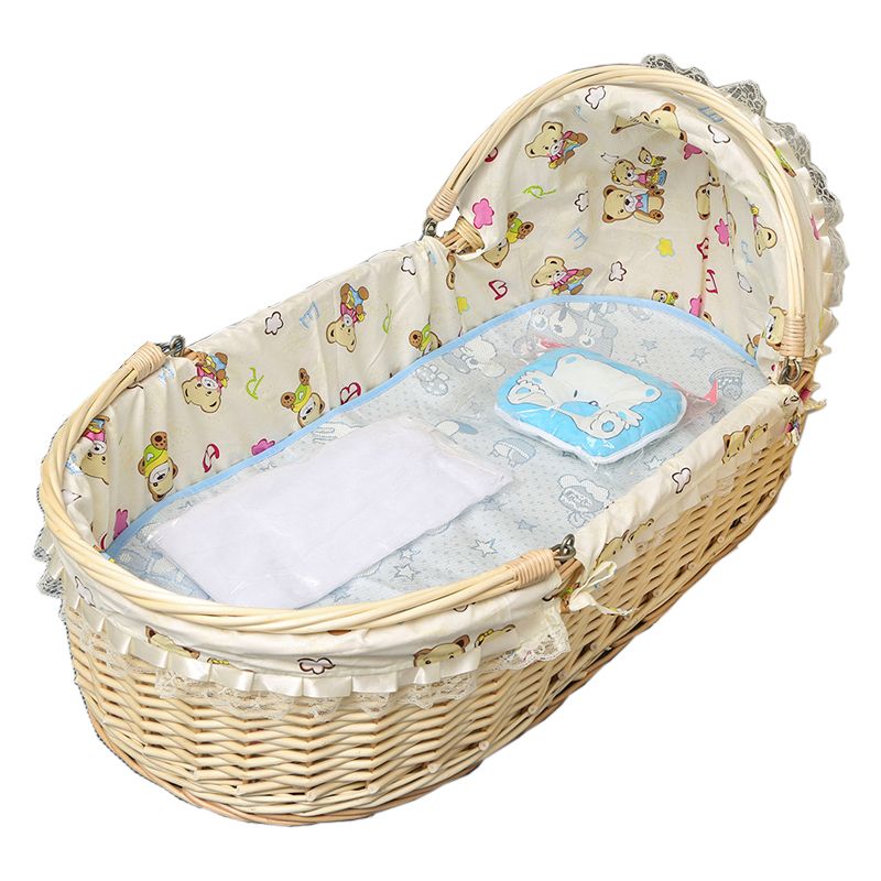 Traditional Wicker Moses Basket Natural Moses Basket With Canopy