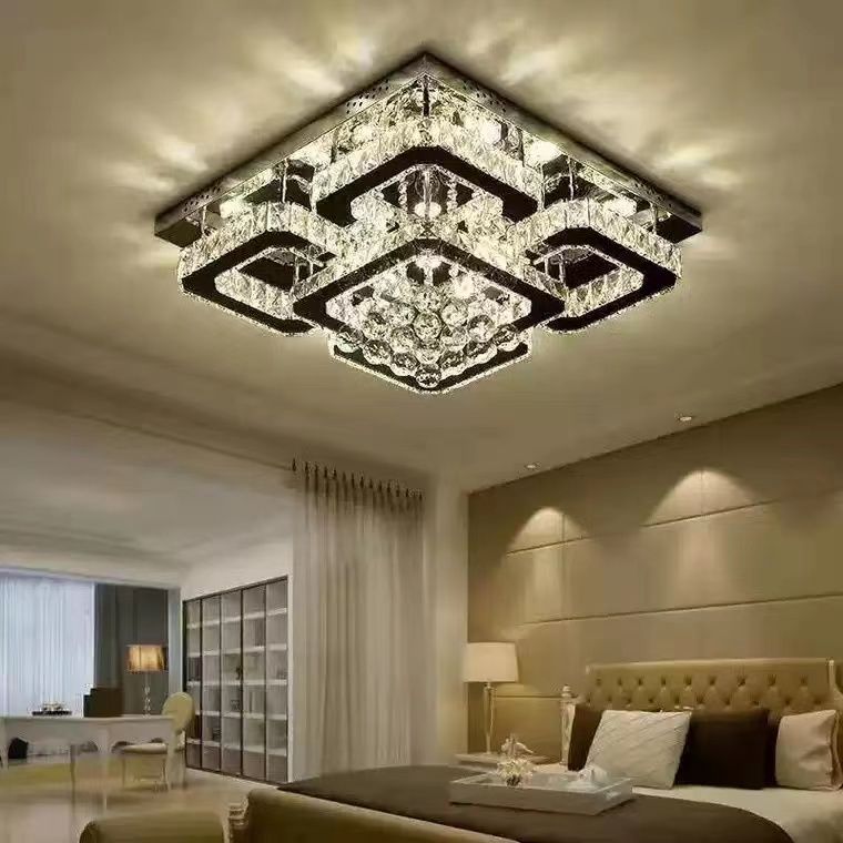 Crystal Geometric Flush Light Modern Flush Mount Lighting for Living Room