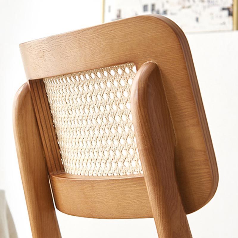 Solid Wood Side Chair Traditional Rattan Dining Chair with Wood Base