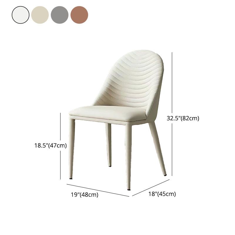 Modern Design Leather Dining Side Chairs Armless Solid Back Chairs