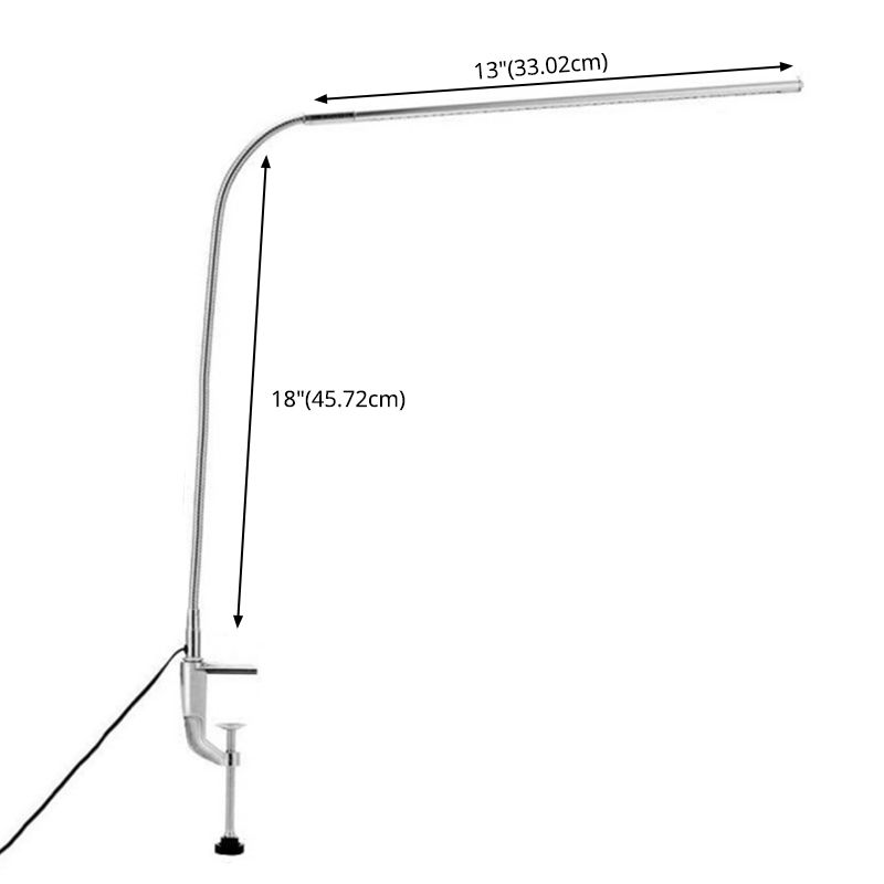 Adjustable Linear Metal Task Lamp Modern LED Silver Desk Light with Clamp for Study Room