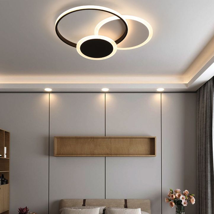 Circles Close to Ceiling Lighting Minimalist Style Metal LED Flush Mount Lighting