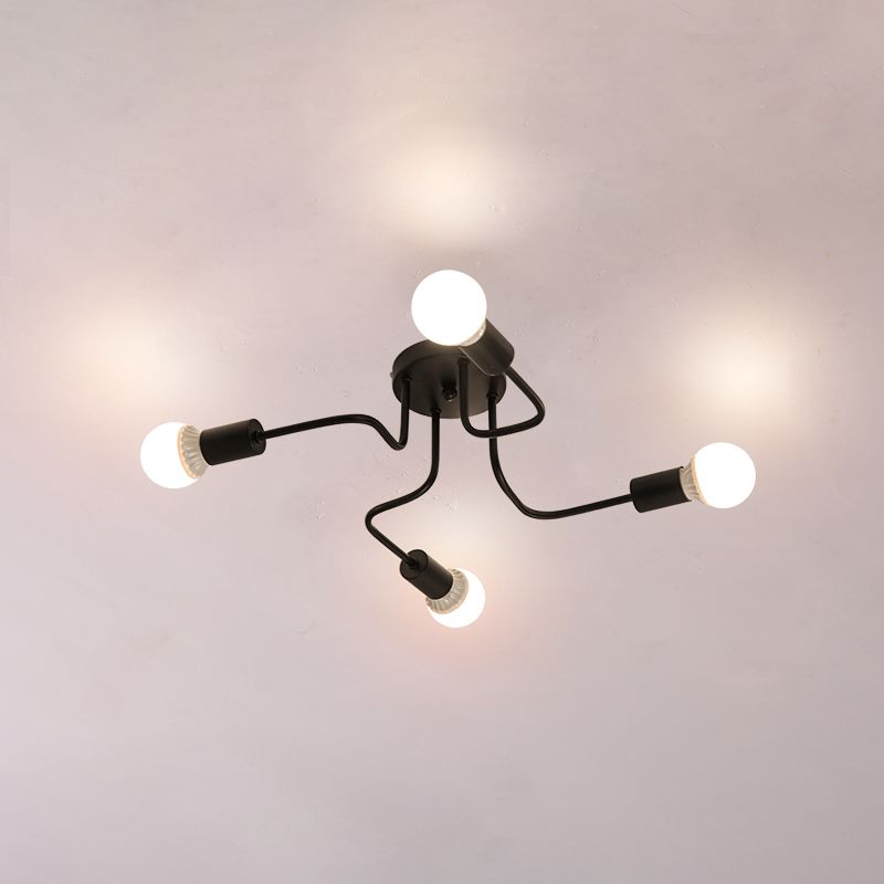 Bare Bulb Bedroom Ceiling Mount Light Fixture Loft Metal Black Ceiling Mounted Light