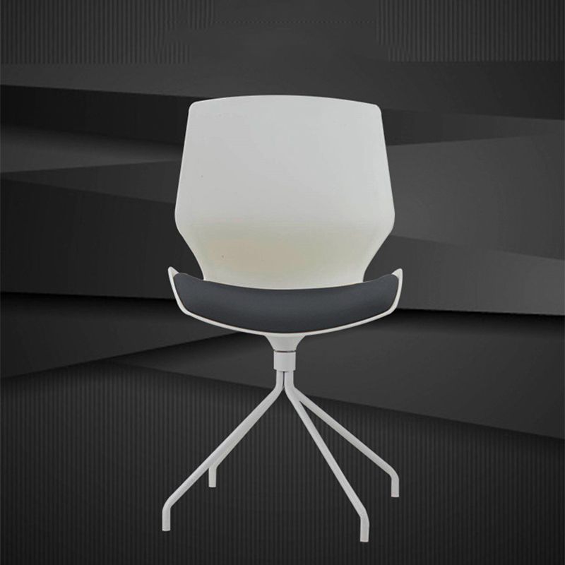 Modern No Wheels Desk Chair White Cotton Armless Office Chair