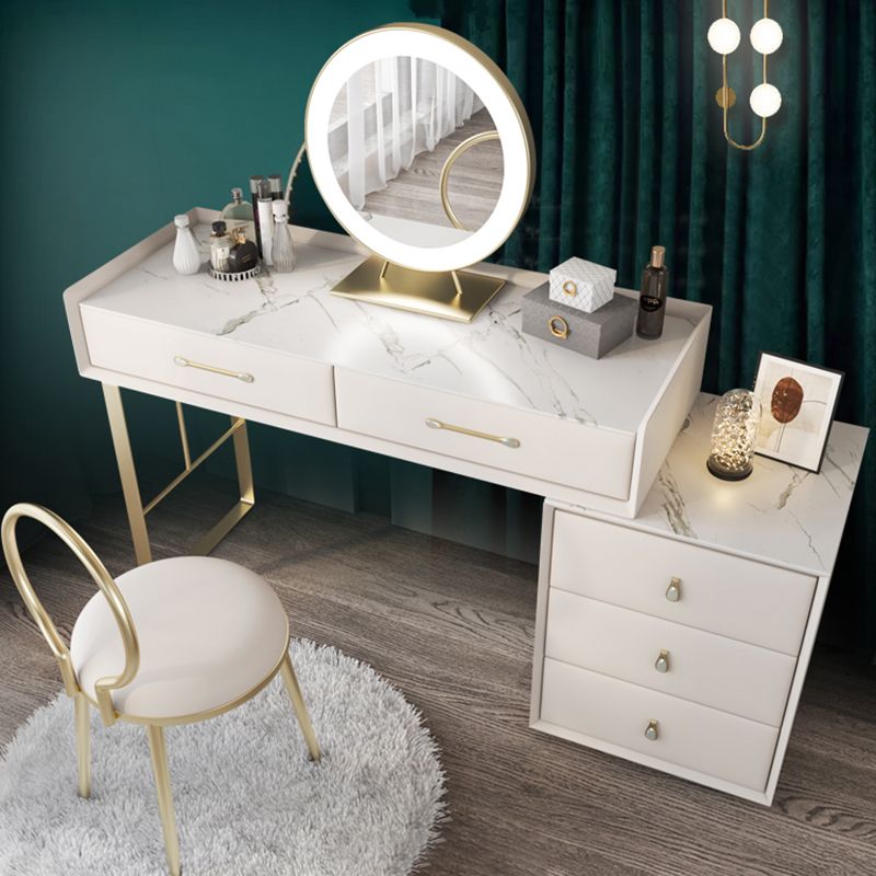 Glam Slate Top Vanity Dressing Table Beige Makeup Vanity Desk