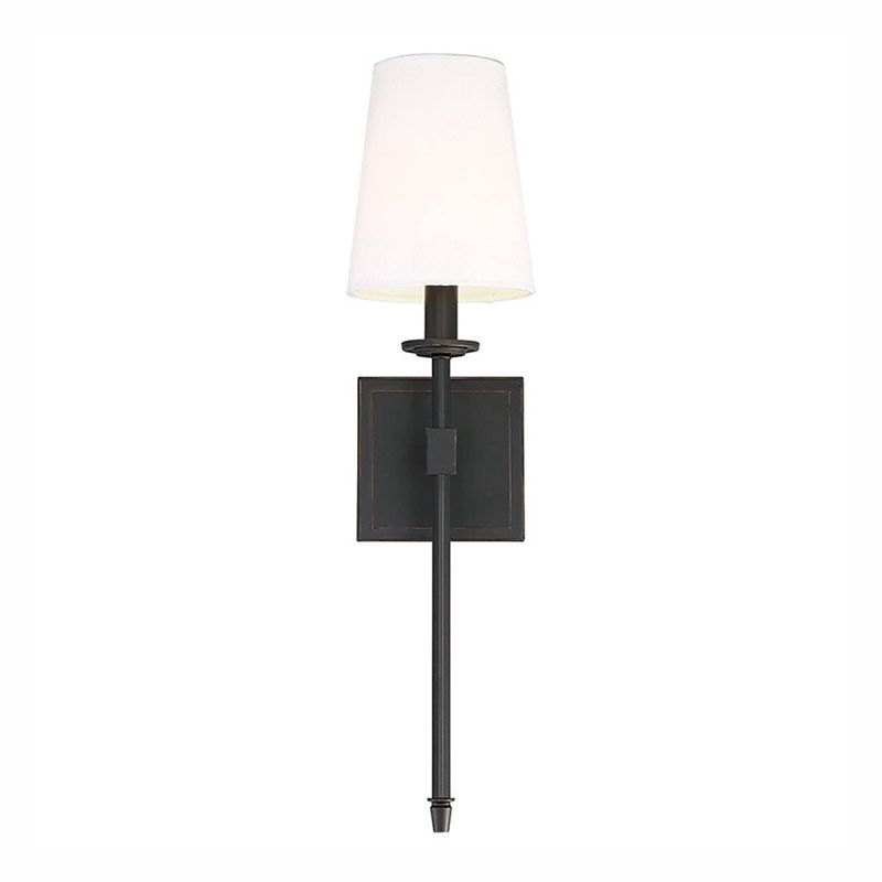 Modern Metal Wall Sconce Cone Shape Vanity Lamp with Fabric Shade for Bathroom