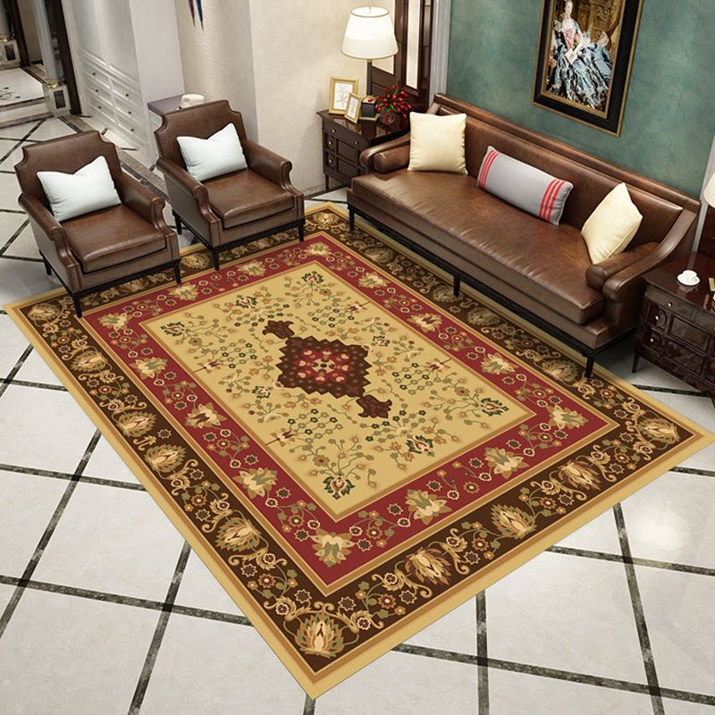 Simple Multicolor Moroccan Rug Polyester Floral Print Area Rug Non-Slip Backing Carpet for Bedrooom