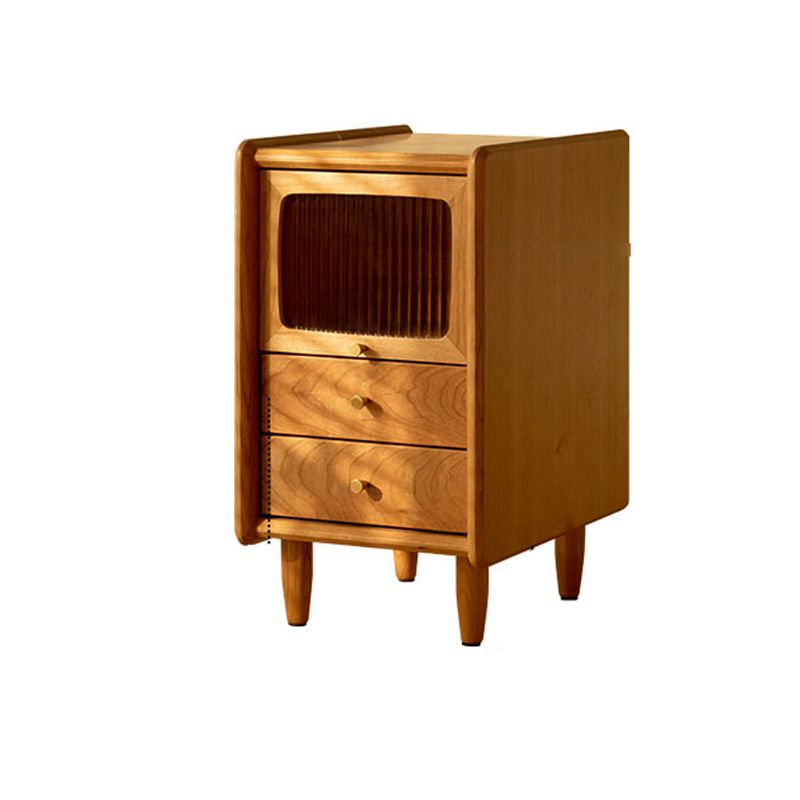 Medium Wood Night Table Contemporary Drawers Bedside Cabinet