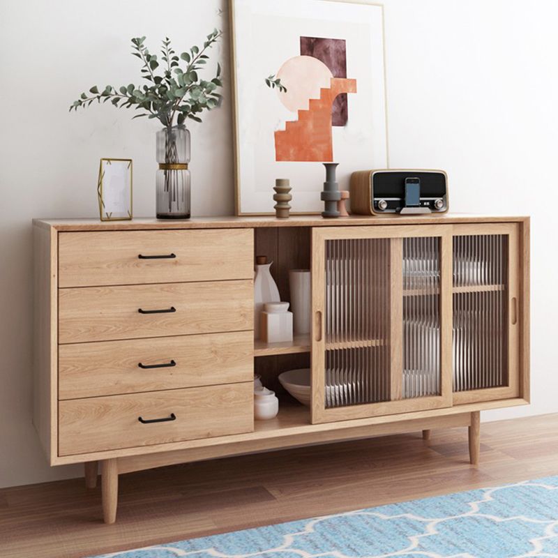 Wooden Home Storage Sideboard Modern Rectangular Side Board with Sliding Door