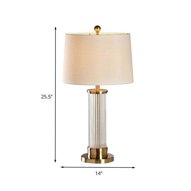 1 Head Column Table Lamp Modernism Hand-Cut Crystal Reading Light in White for Study