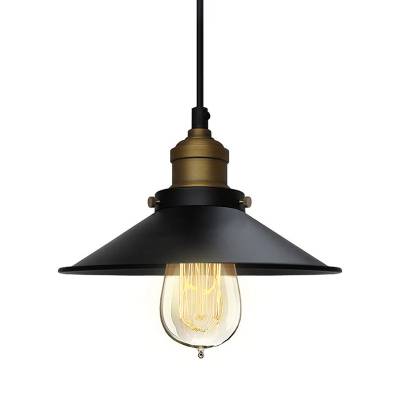 Pendard industriel noir Black Cone 1 Light Hanging Plafond Plafond pour salle à manger