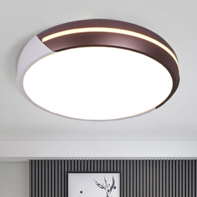 18 "/21.5" Dia Round Flush Ceiling Light Simplizität Acryl Braun LED-Beleuchtung, Warm/Weiß Licht