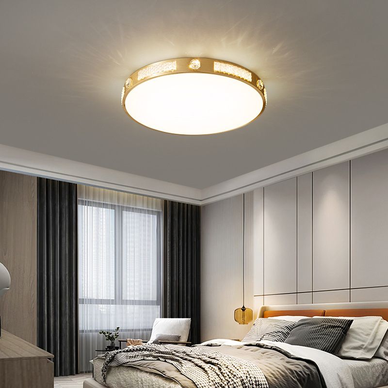 1-Light Round Flush Mount Ceiling Light Modern Metal Flush Mount Lighting