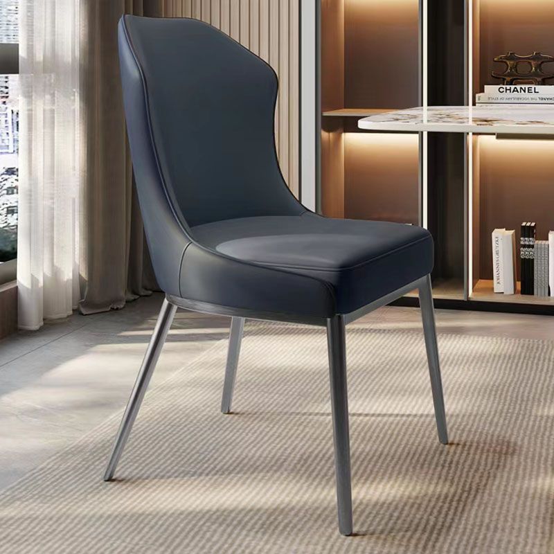 Contemporary Metal Chair Wingback Side Furniture in Matte Finish for Indoor