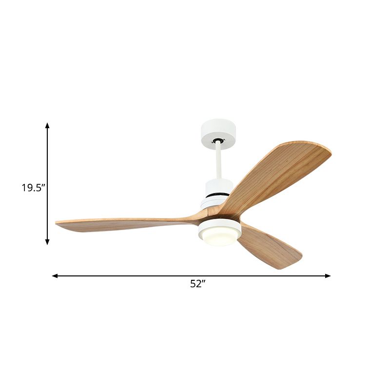 Éclairage de ventilateur de plafond en anneau en acrylique Simplicité de 52 "W LED LED LEMI MONTER ÉCLAIRAGE EN BLANC avec 3 lames de bois