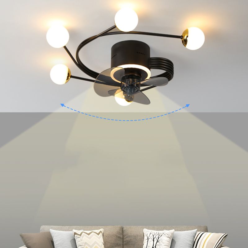 Nordic Style Ceiling Fan Lamp Acrylic Shade LED Ceiling Fan Light for Bedroom