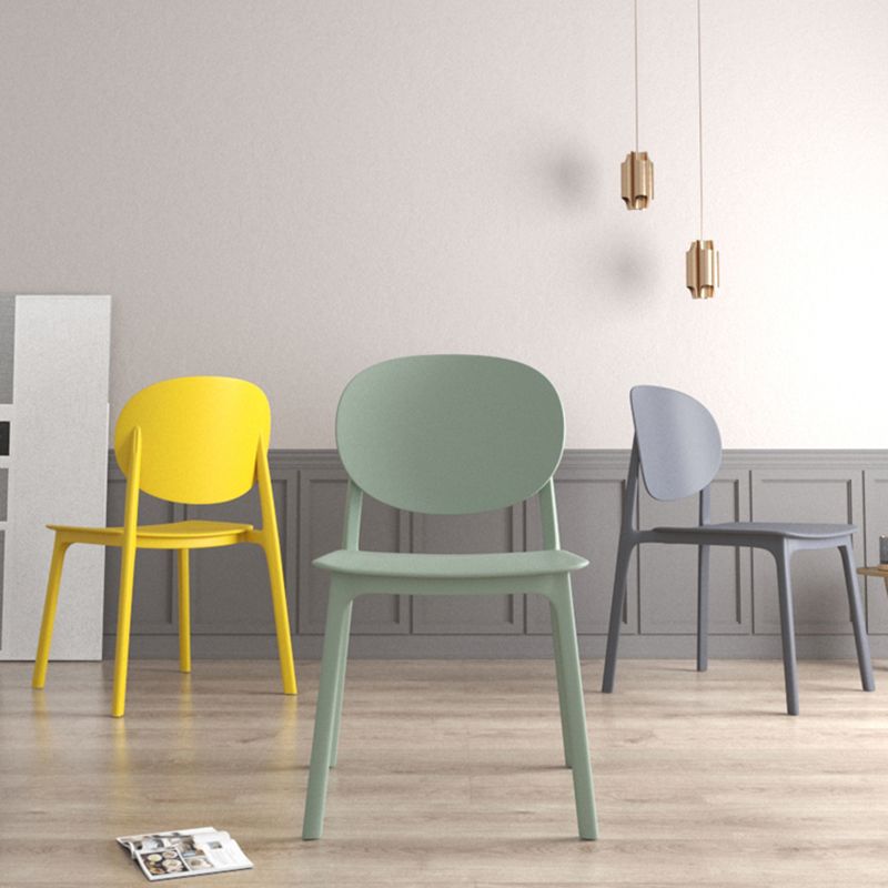 Plastic Contemporary Armless Chair Dining Room Open Back Chair