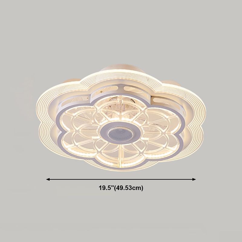 White Circle Ceiling Fan Lamp Minimalist Acrylic LED Semi Flush Mount Ceiling Light