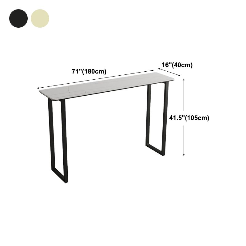 Modern Bar Wine Table Sled Indoor Rectangle Faux Marble Counter Height Table in White