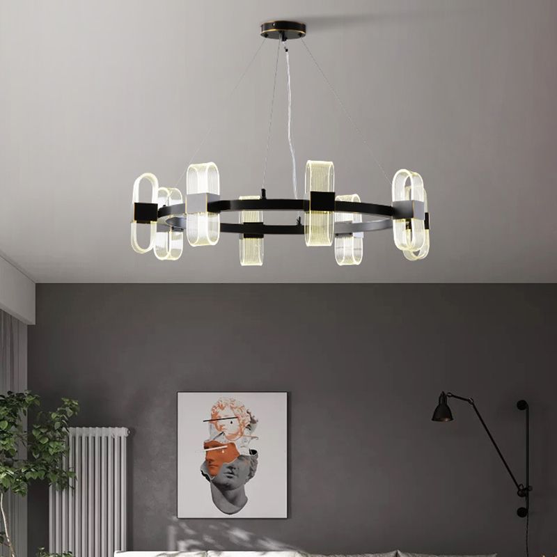 Nordic Light Extravagant Style Multiple Rings Pendant Chandelier Acrylic Hanging Lamp