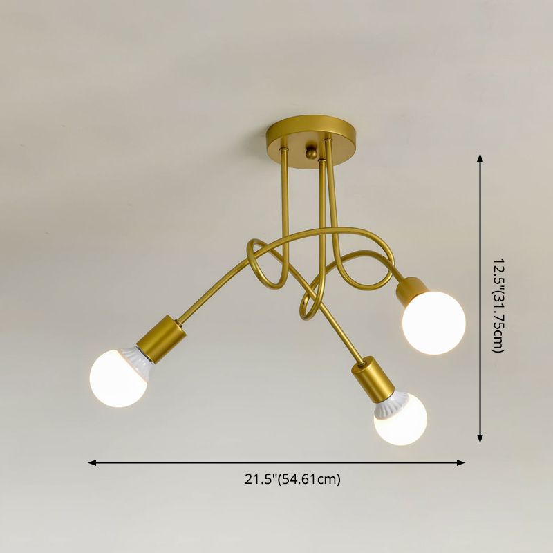 Metal Semi Flush Mount Candelier Minimalista Bombilla expuesta Sala de estar Semi Flush Lighture