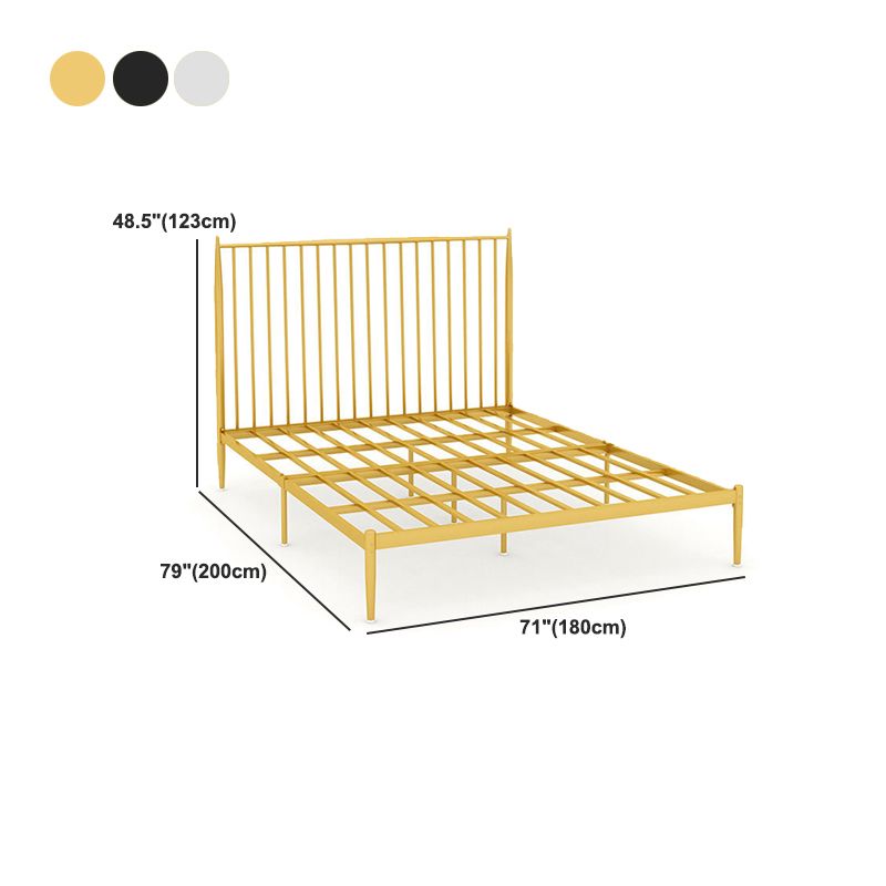 Contemporary Open Frame Bed Metal Standard Bed with Spindle Headboard Bed