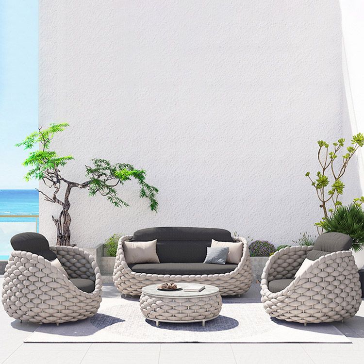 Modern Gray Outdoor Patio Sofa Aluminum Frame Rust Resistant Patio Sofa with Cushion