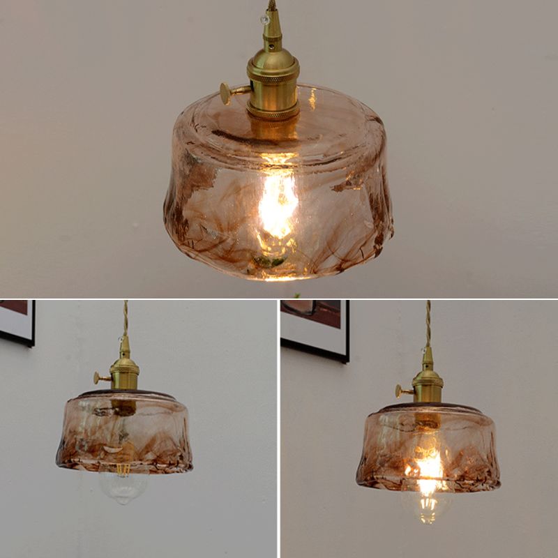 Industrial Suspension Lamp 1-Light Restaurant Pendant Light Fixture with Glass Shade