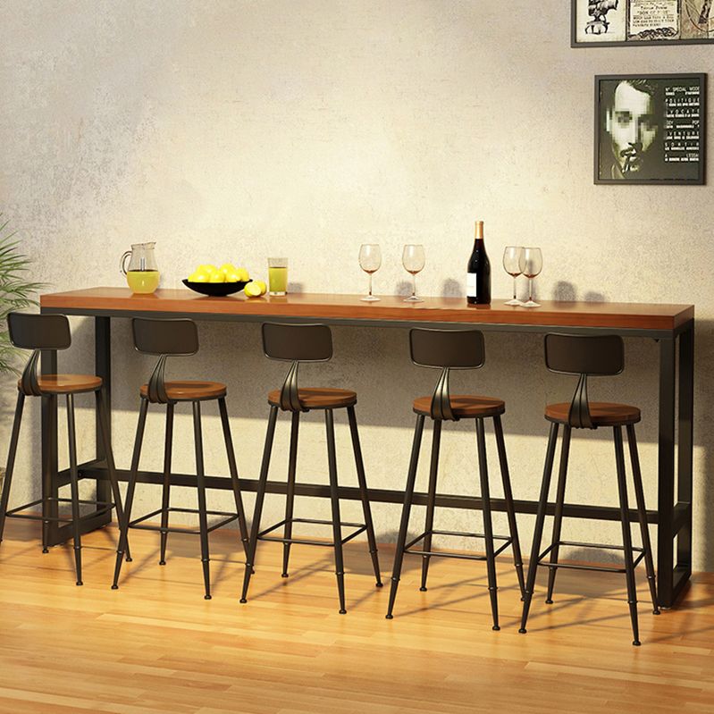 Industrial Natural Bistro Bar Desk Indoor Footrest Trestle Bistro Bar Table