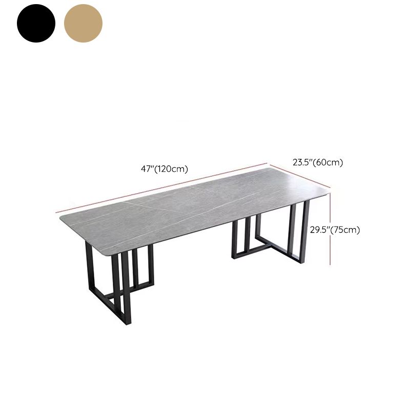 Rectangle Stone Top Office Desk Modern Style Writing Desk with Metal Base for Office