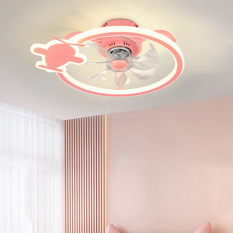 Kids LED Ceiling Fan Lamp Airplane Metal Fan Lighting for Bedroom